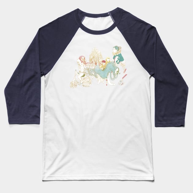 Masked Rider and Friends Baseball T-Shirt by Haley Manchon